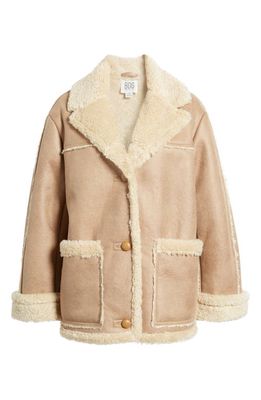 BDG Urban Outfitters Spencer Faux Shearling Coat in Sand