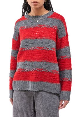BDG Urban Outfitters Stripe Distressed Sweater in Charcoal