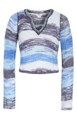 BDG Urban Outfitters Stripe Flare Sleeve Crop Sweater in Blue