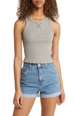BDG Urban Outfitters Waffle Cotton Crop Tank Top in Grey Marl