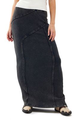 BDG Urban Outfitters Washed Rib Seam Detail Knit Maxi Skirt in Charcoal