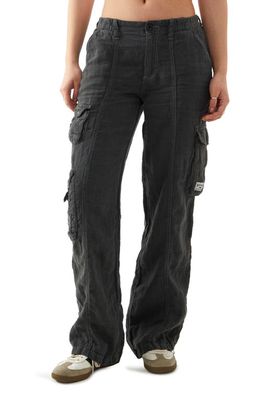 BDG Urban Outfitters Y2K Linen Cargo Pants in Washed Black