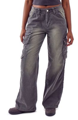 BDG Urban Outfitters Y2K Low Rise Corduroy Cargo Pants in Dark Grey