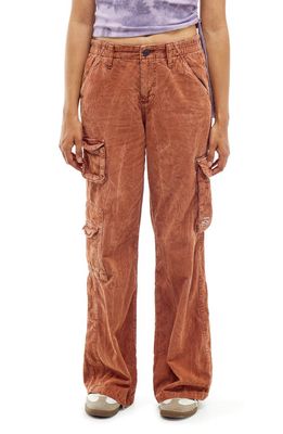 BDG Urban Outfitters Y2K Low Rise Corduroy Cargo Pants in Terracotta