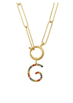 Be Happy 18K Goldplated & Rainbow Pavé Lollipop Pendant Necklace