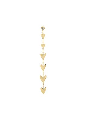 Be Mine 14K Yellow Gold & 0.12 TCW Diamond Single Heart Chain Earring