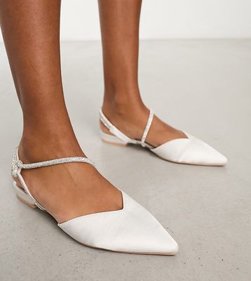 Be Mine Bridal Keena embellished flat shoes in ivory-White