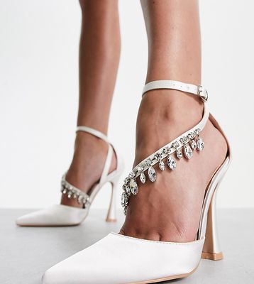 Be Mine Wide Fit Bridal Isadora heeled shoes with embellished detail in white