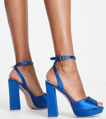 Be Mine Wide Fit Vanyaa platform heeled shoes in navy