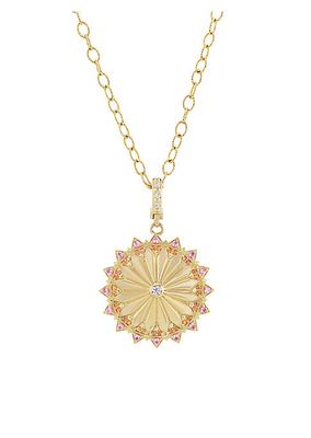 Be The Light 18K Yellow Gold, 0.095 TCW Diamond & Sapphire Pendant Necklace