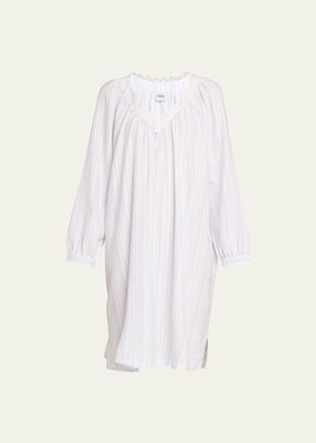 Bea 1 Striped Lace-Trim Flannel Nightshirt