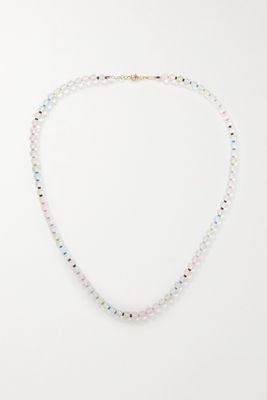 Bea Bongiasca - 9-karat Gold, Silver, Rock Crystal And Beaded Necklace - Neutrals