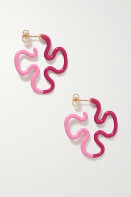 Bea Bongiasca - Duo 9-karat Gold, Sterling Silver And Enamel Earrings - Pink