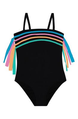 Beach Lingo Kids' French Fringe One-Piece Swimsuit in Black
