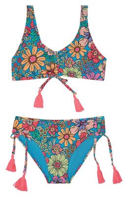 Beach Lingo Kids' Mod Blossom Floral Tassel Two-Piece Swimsuit in Multi