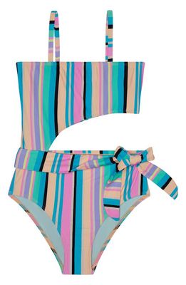 Beach Lingo Kids' Playa Stripe Cutout One-Piece Swimsuit in Multi