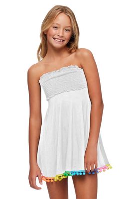 Beach Lingo Kids' Smocked Pom Cover-Up Dress in White