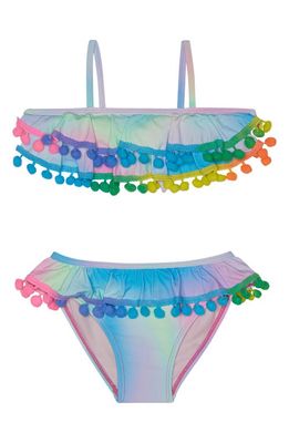 Beach Lingo Kids' Unicorn Galaxy Tie Dye Two-Piece Swimsuit in Rainbow