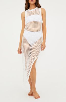 Beach Riot Holly Sheer Open Knit Cover-Up Dress in White