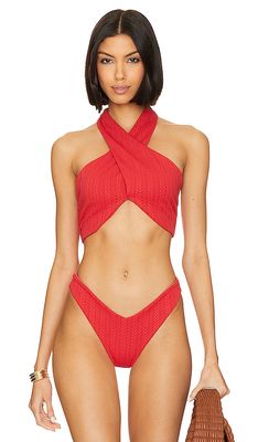 BEACH RIOT Jessica Bikini Top in Red