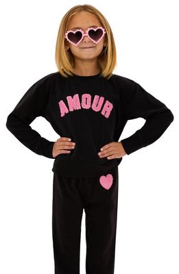 Beach Riot Kids' Little Cassia Amour Graphic Sweatshirt in Black