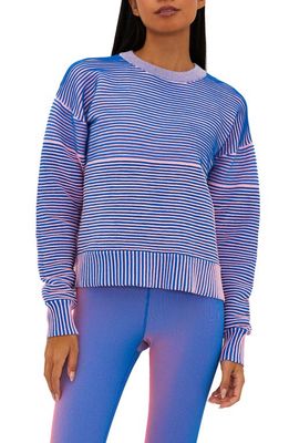 Beach Riot Occulus Textured Stripe Crewneck Sweater in Imperial Two Tone
