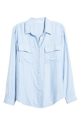 beachlunchlounge Farrah Stripe Button-Up Shirt in Cece Blue