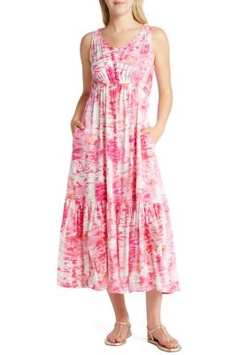 beachlunchlounge Freesia Print Maxi Dress in Rose Powder
