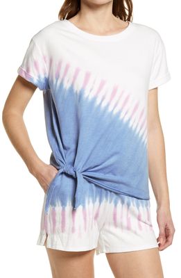 beachlunchlounge French Terry Side Tie T-Shirt in Indigo/Rose