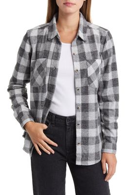 beachlunchlounge Plaid Jacquard Knit Shacket in Grey Cameo