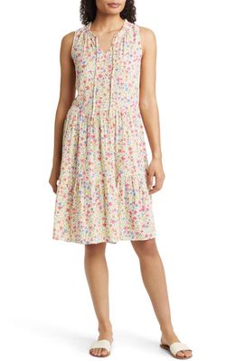 beachlunchlounge Print Sleeveless Tiered Dress in Ditzy Fields
