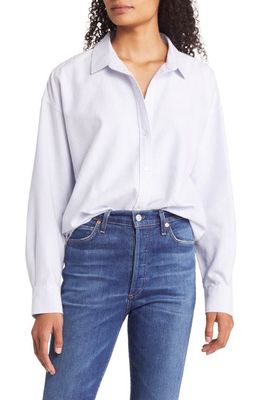 beachlunchlounge Stripe Cotton Button-Up Shirt in Studio Blue