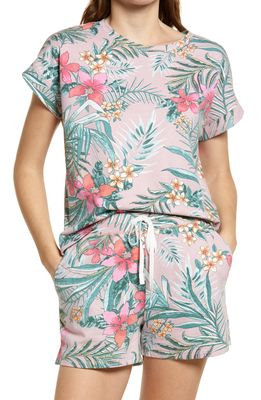 beachlunchlounge Tropical French Terry Print T-Shirt in Paradise Pink