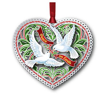 Beacon Designs Solid Brass Peace Doves Ornament