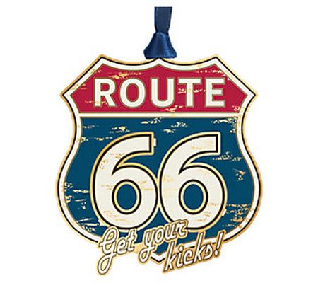 Beacon Designs Solid Brass Route 66 Sign Orname nt