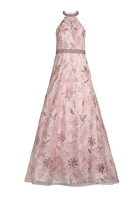 Bead & Rhinestone-Embellished Gown