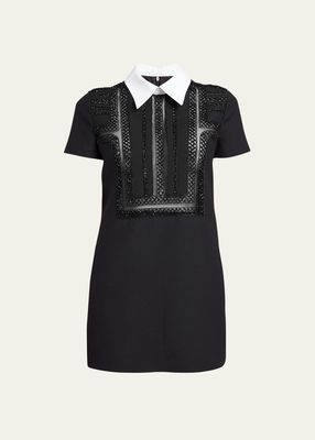 Bead-Embellished Front Mini Dress