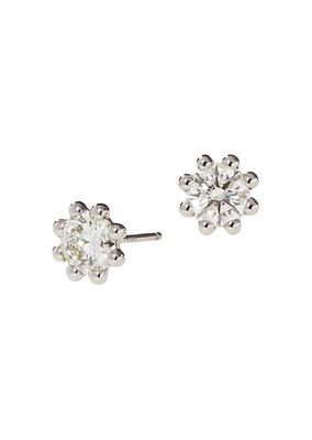 Beaded 18K White Gold & Latitude Lab-Grown Diamond Medium Stud Earrings