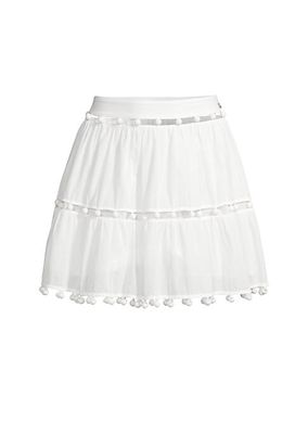 Beaded Cotton Voile Miniskirt