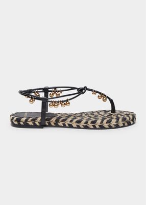 Beaded Espadrille Thong Sandals