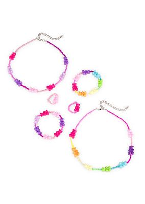 Beaded Gummy Bear Bracelet, Necklace & Rings Set