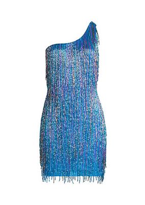 Beaded One-Shoulder Minidress