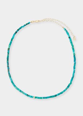 Beaded Turquoise Necklace with Diamond Rondelle