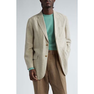 BEAMS 3B Box Fit Linen & Cotton Sport Coat in Ivory 09 