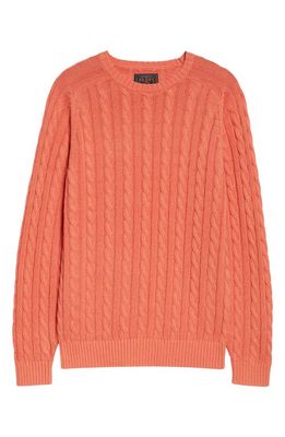 BEAMS Cable Crewneck Sweater in Coral