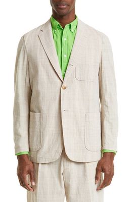 BEAMS Check Cotton Blend Comfort Sport Coat in Natural 9