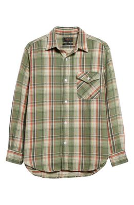 BEAMS Check Cotton Dobby Button-Up Shirt in Green 65