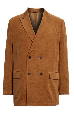 BEAMS Double Breasted Cotton & Wool Knit Sport Coat in Golden Brown 28