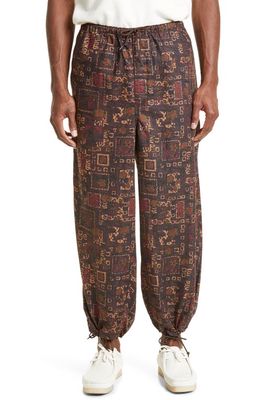 BEAMS Easy Batik Print Pants in Brown