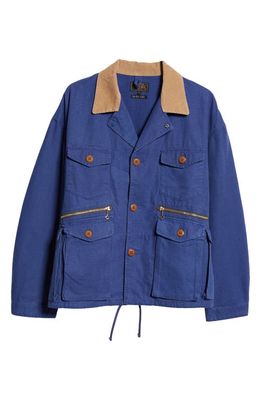 BEAMS Heavy Cotton Oxford Hunting Jacket in Blue